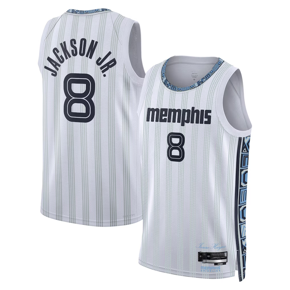 Ndoa M.Grizzlies #8 Jaren Jackson Jr. White 2025-2026 Swingman Stitched Jerseys- City Edition