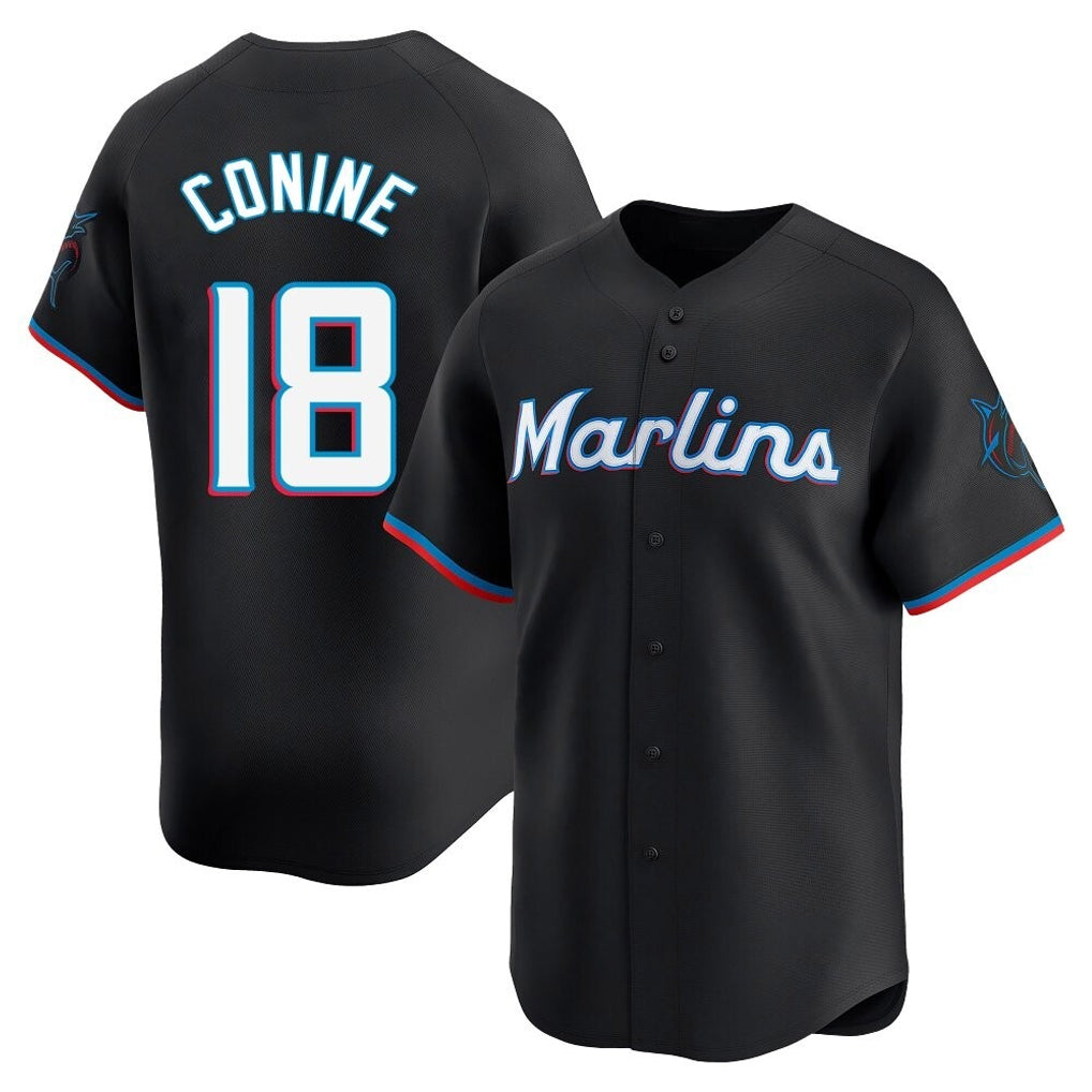 Ndoa M.Marlins #18 Griffin Conine Player Black Home Limited Stitched Jerseys