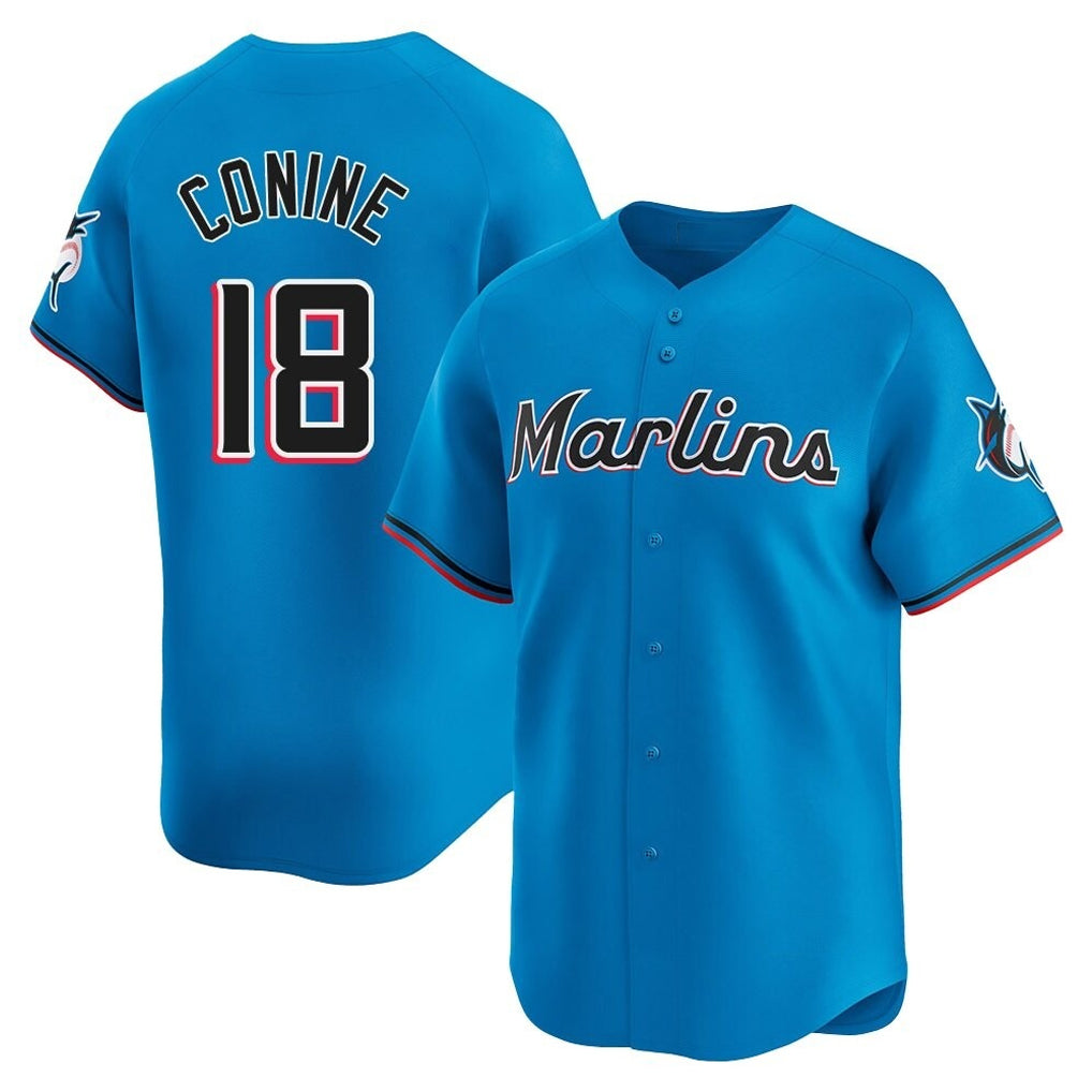 Ndoa M.Marlins #18 Griffin Conine Player Blue Home Limited Stitched Jerseys