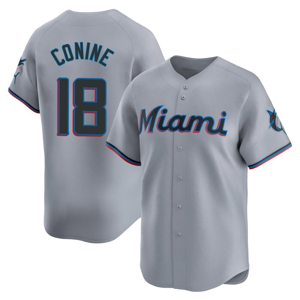Ndoa M.Marlins #18 Griffin Conine Player Gray Home Limited Stitched Jerseys