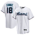 Ndoa M.Marlins #18 Griffin Conine Player White Home Game Stitched Jerseys