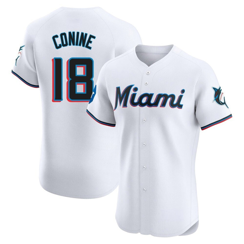 Ndoa M.Marlins #18 Griffin Conine Player White Home Limited Elite Stitched Jerseys