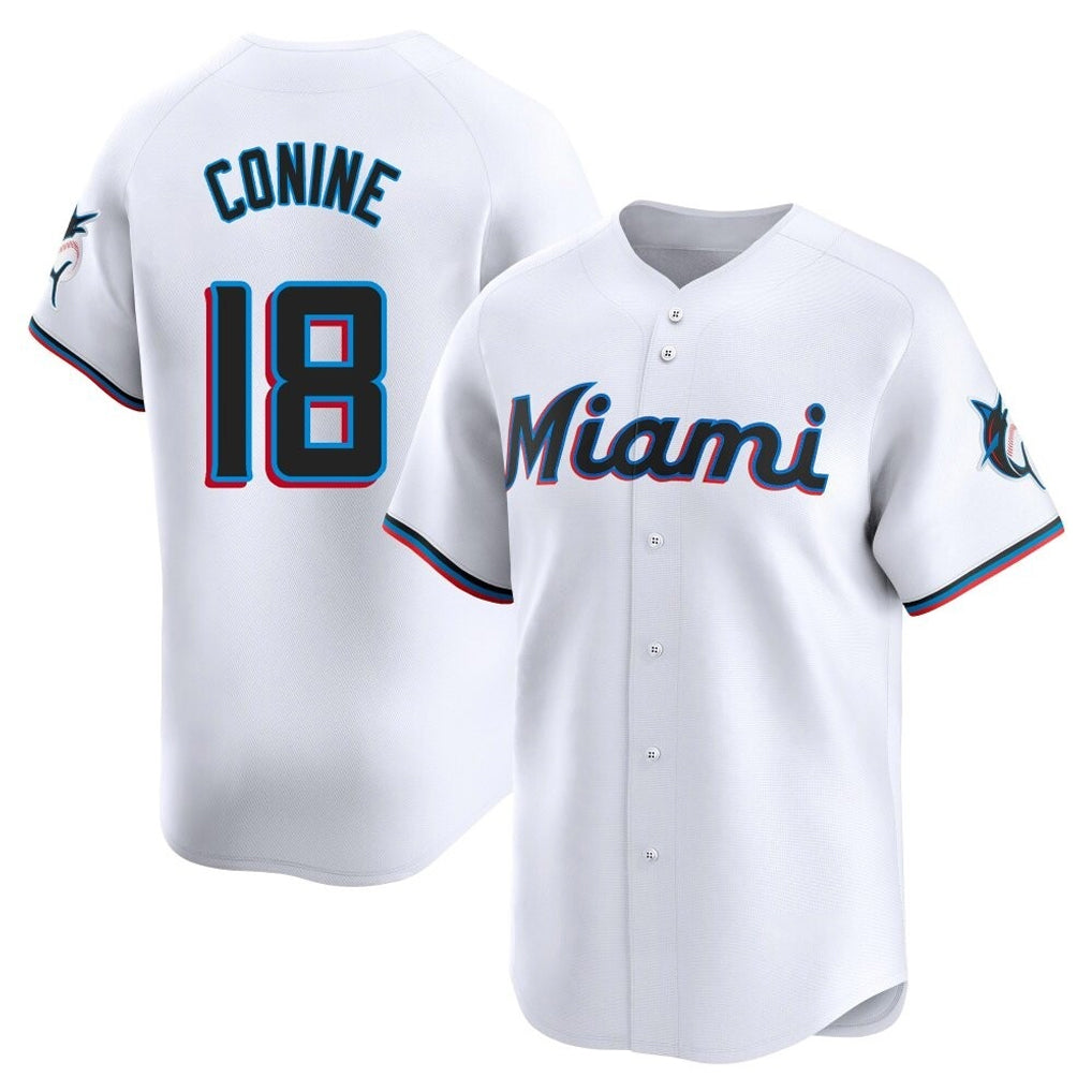 Ndoa M.Marlins #18 Griffin Conine Player White Home Limited Stitched Jerseys