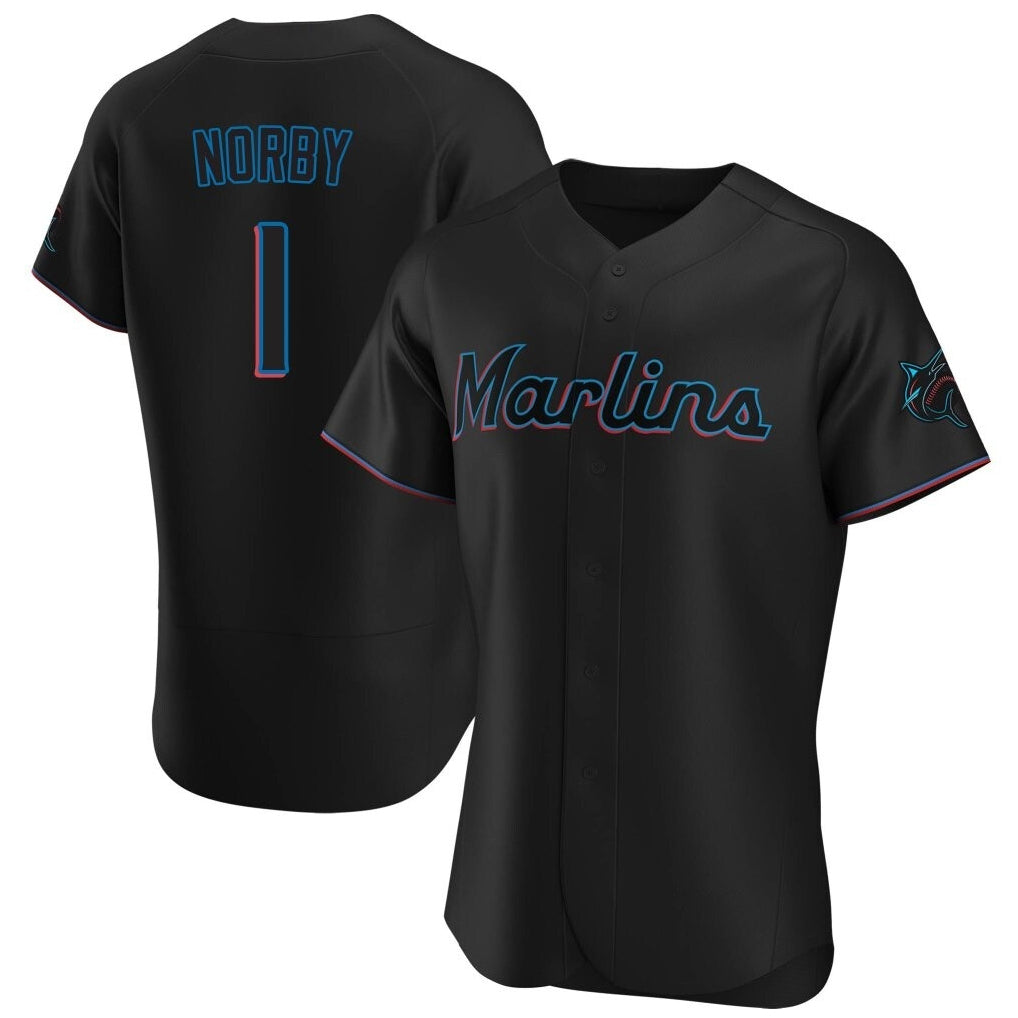 Ndoa M.Marlins #1 Connor Norby Player Black  Home Limited Stitched Jerseys