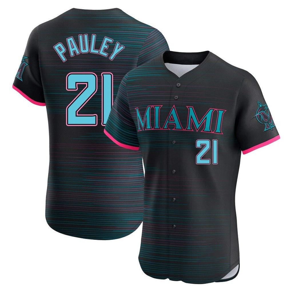 Ndoa M.Marlins #21 Graham Pauley Player Black City Connect Home Limited Elite Stitched Jerseys