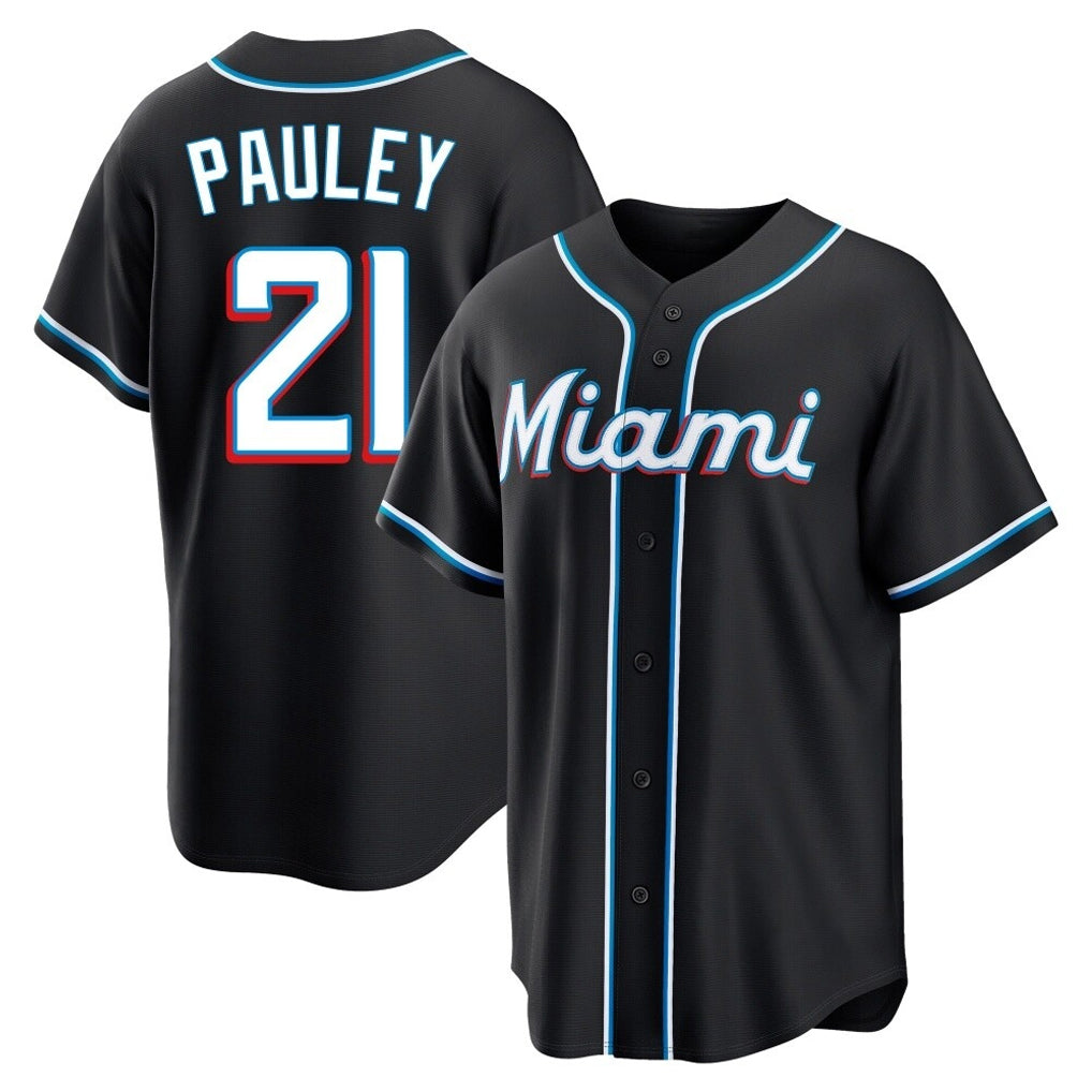 Ndoa M.Marlins #21 Graham Pauley Player Black Fashion Out Home Game Stitched Jerseys