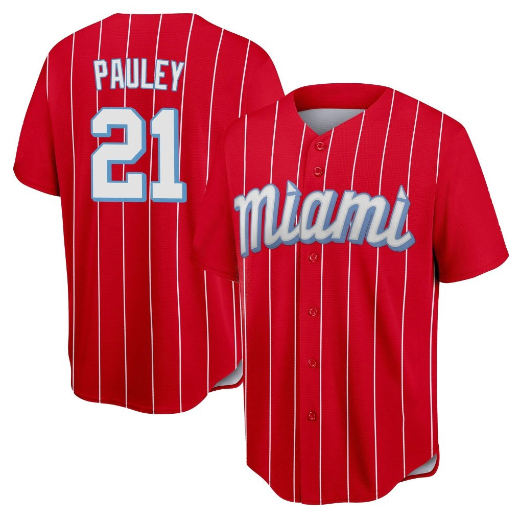 Ndoa M.Marlins #21 Graham Pauley Player Red City Connect Home Game Stitched Jerseys