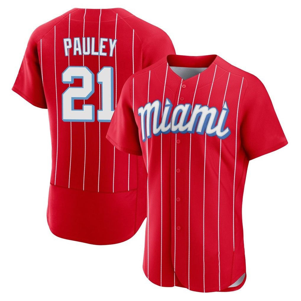 Ndoa M.Marlins #21 Graham Pauley Player Red City Connect Home Limited Elite Stitched Jerseys