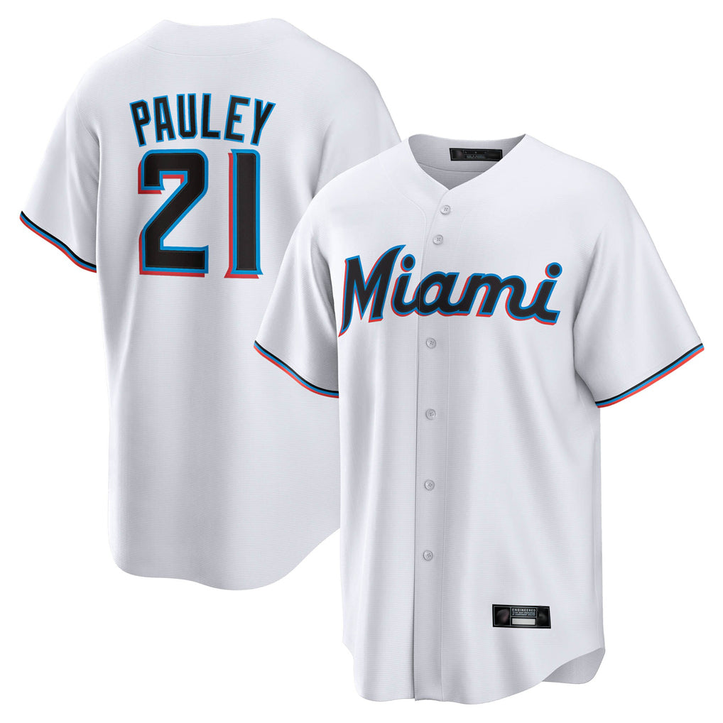 Ndoa M.Marlins #21 Graham Pauley Player White  Home Game Stitched Jerseys