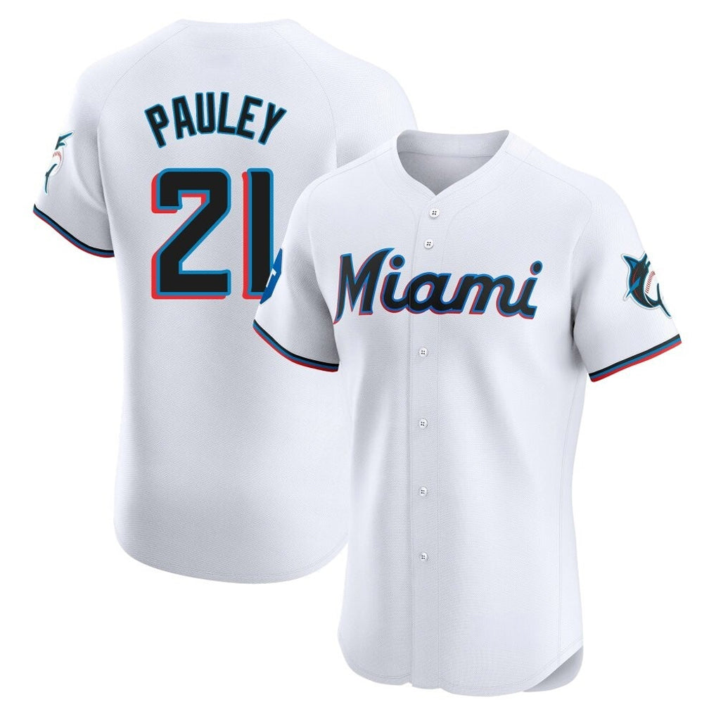Ndoa M.Marlins #21 Graham Pauley Player White  Home Limited Elite Stitched Jerseys