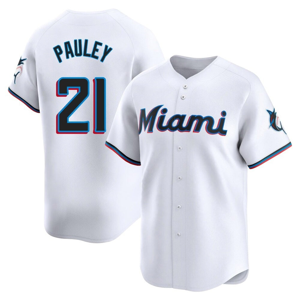 Ndoa M.Marlins #21 Graham Pauley Player White  Home Limited Stitched Jerseys
