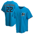 Ndoa M.Marlins #22 Sandy Alcantara Player Blue Home Game Stitched Jerseys