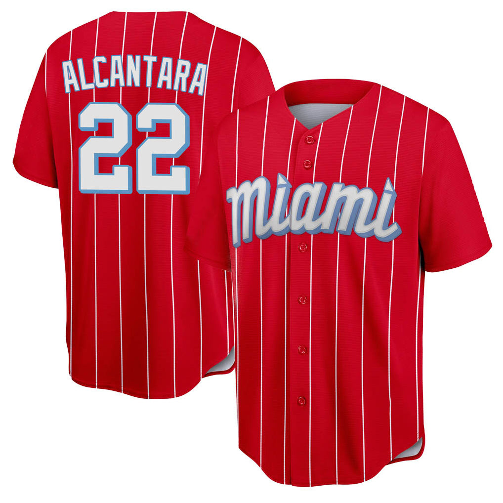 Ndoa M.Marlins #22 Sandy Alcantara Player Red City Connect Home Game Stitched Jerseys