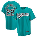 Ndoa M.Marlins #22 Sandy Alcantara Player Teal  Home Game Stitched Jerseys