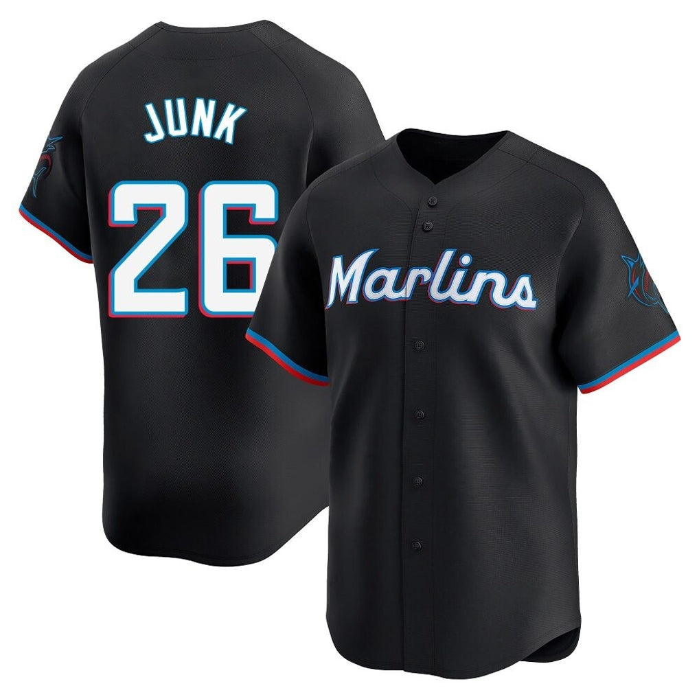 Ndoa M.Marlins #26 Janson Junk Player Black Home Limited Stitched Jerseys