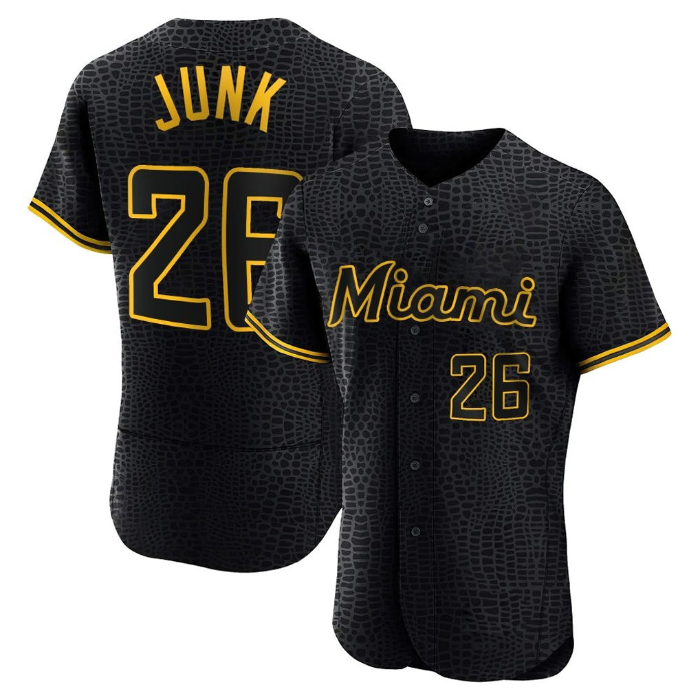 Ndoa M.Marlins #26 Janson Junk Player Black Snake Skin City Home Limited Elite Stitched Jerseys