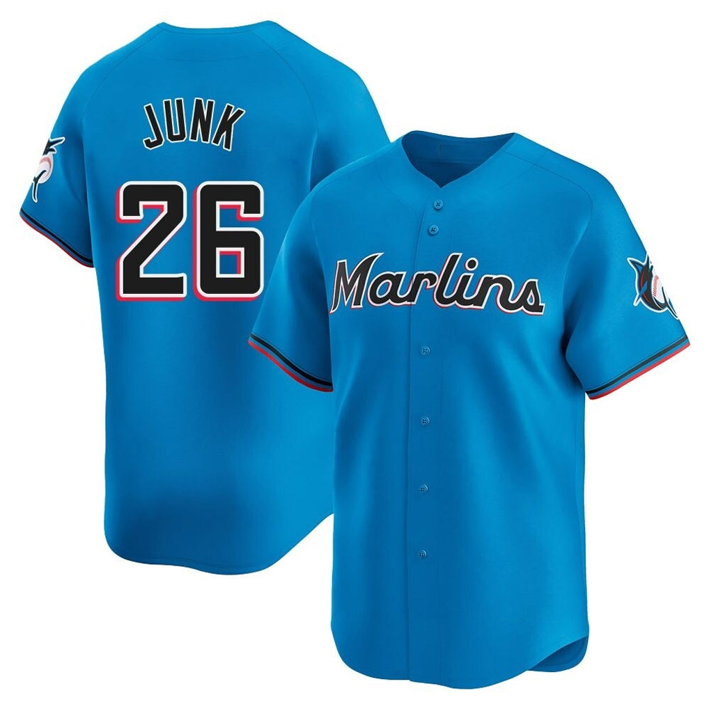 Ndoa M.Marlins #26 Janson Junk Player Blue Home Limited Stitched Jerseys