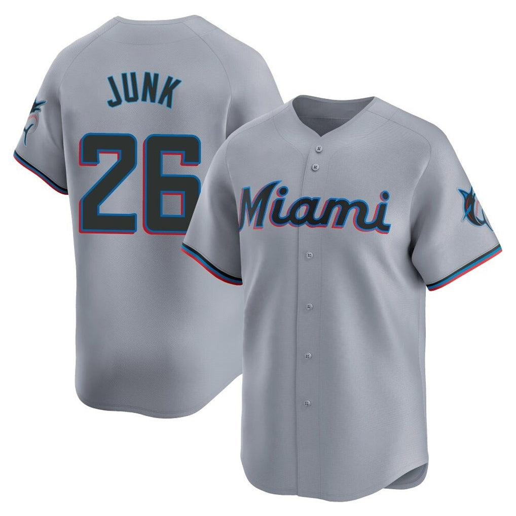 Ndoa M.Marlins #26 Janson Junk Player Gray Home Limited Stitched Jerseys