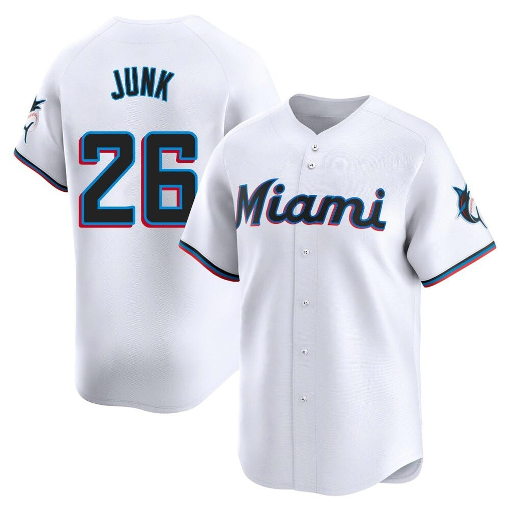 Ndoa M.Marlins #26 Janson Junk Player White Home Limited Stitched Jerseys