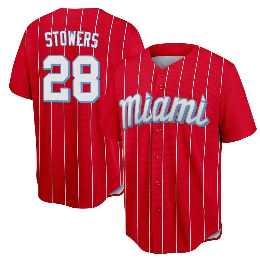 Ndoa M.Marlins #28 Kyle Stowers Player Red City Connect Home Game Stitched Jerseys