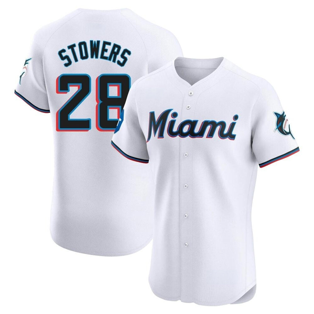 Ndoa M.Marlins #28 Kyle Stowers Player White  Home Limited Elite Stitched Jerseys