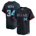 Ndoa M.Marlins #34 Liam Hicks Player Black City Connect Home Limited Stitched Jerseys