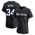 Ndoa M.Marlins #34 Liam Hicks Player Black Vapor Home Limited Elite Stitched Jerseys