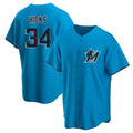 Ndoa M.Marlins #34 Liam Hicks Player Blue Home Game Stitched Jerseys