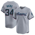 Ndoa M.Marlins #34 Liam Hicks Player Gray Home Limited Stitched Jerseys