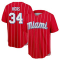 Ndoa M.Marlins #34 Liam Hicks Player Red City Connect Home Game Stitched Jerseys