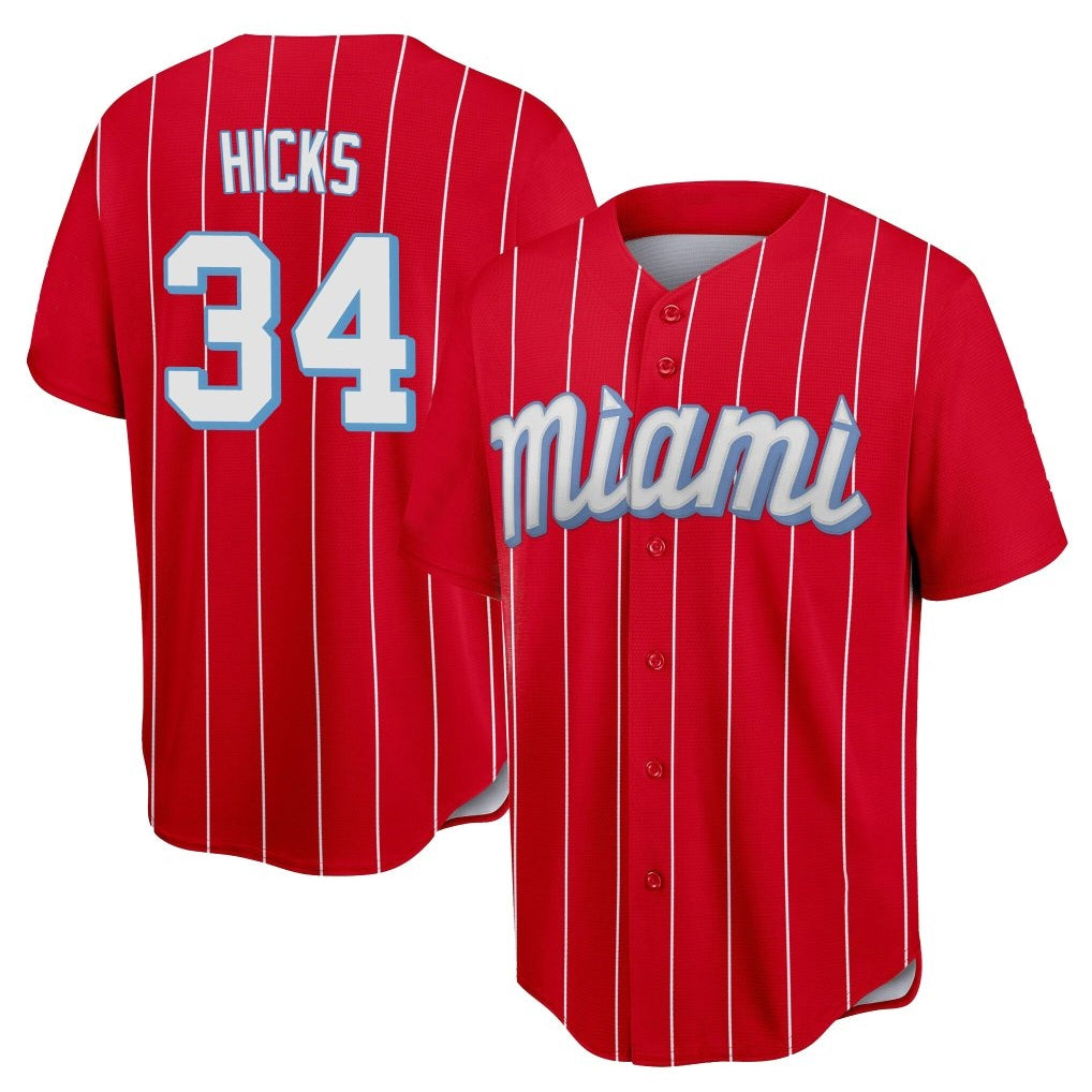 Ndoa M.Marlins #34 Liam Hicks Player Red City Connect Home Game Stitched Jerseys