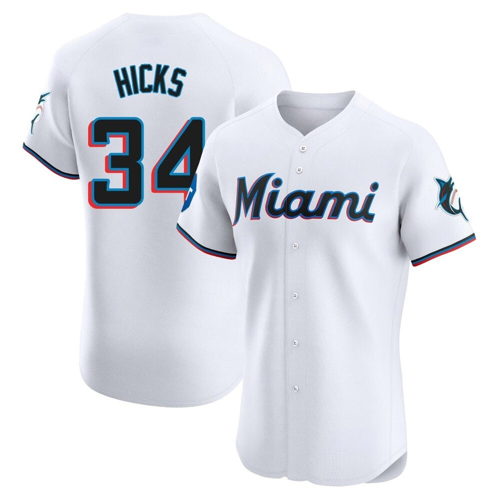 Ndoa M.Marlins #34 Liam Hicks Player White  Home Limited Elite Stitched Jerseys