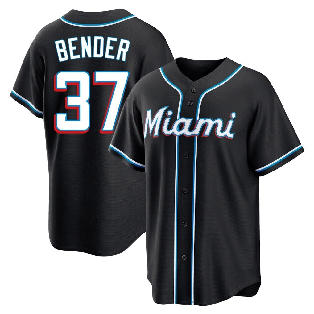 Ndoa M.Marlins #37 Anthony Bender Player Black Fashion Out Home Game Stitched Jerseys