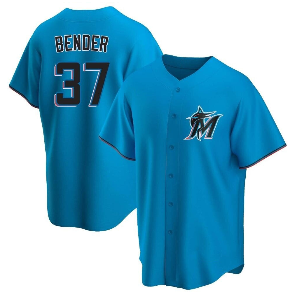 Ndoa M.Marlins #37 Anthony Bender Player Blue Home Game Stitched Jerseys