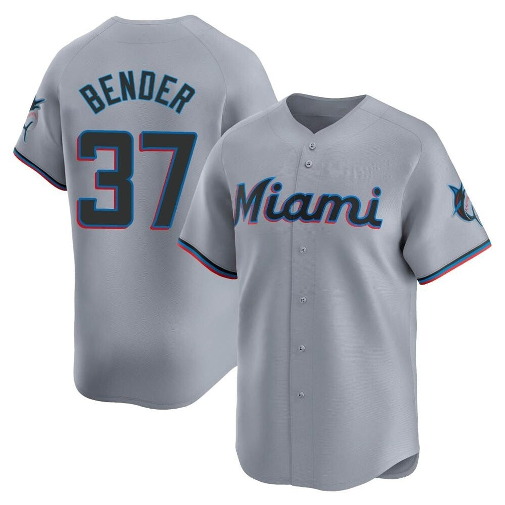 Ndoa M.Marlins #37 Anthony Bender Player Gray Home Limited Stitched Jerseys
