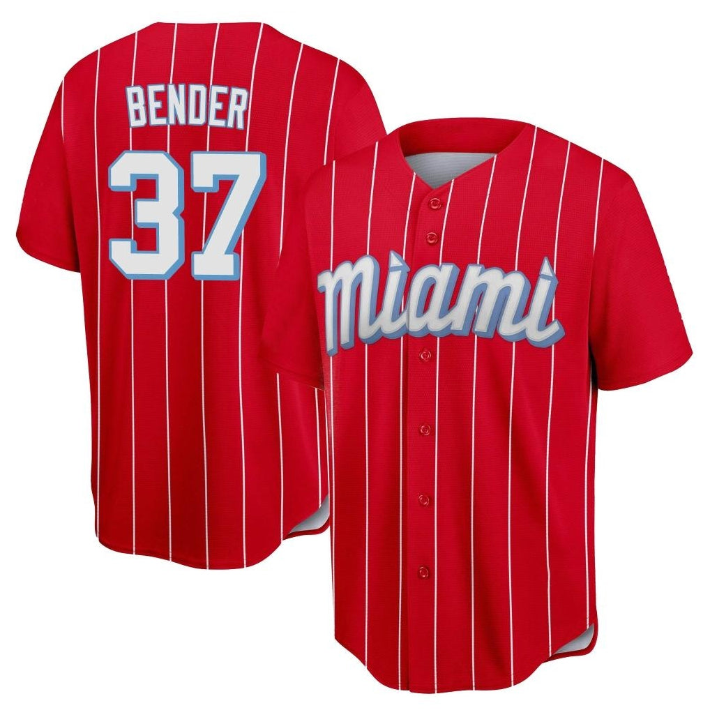 Ndoa M.Marlins #37 Anthony Bender Player Red City Connect Home Game Stitched Jerseys