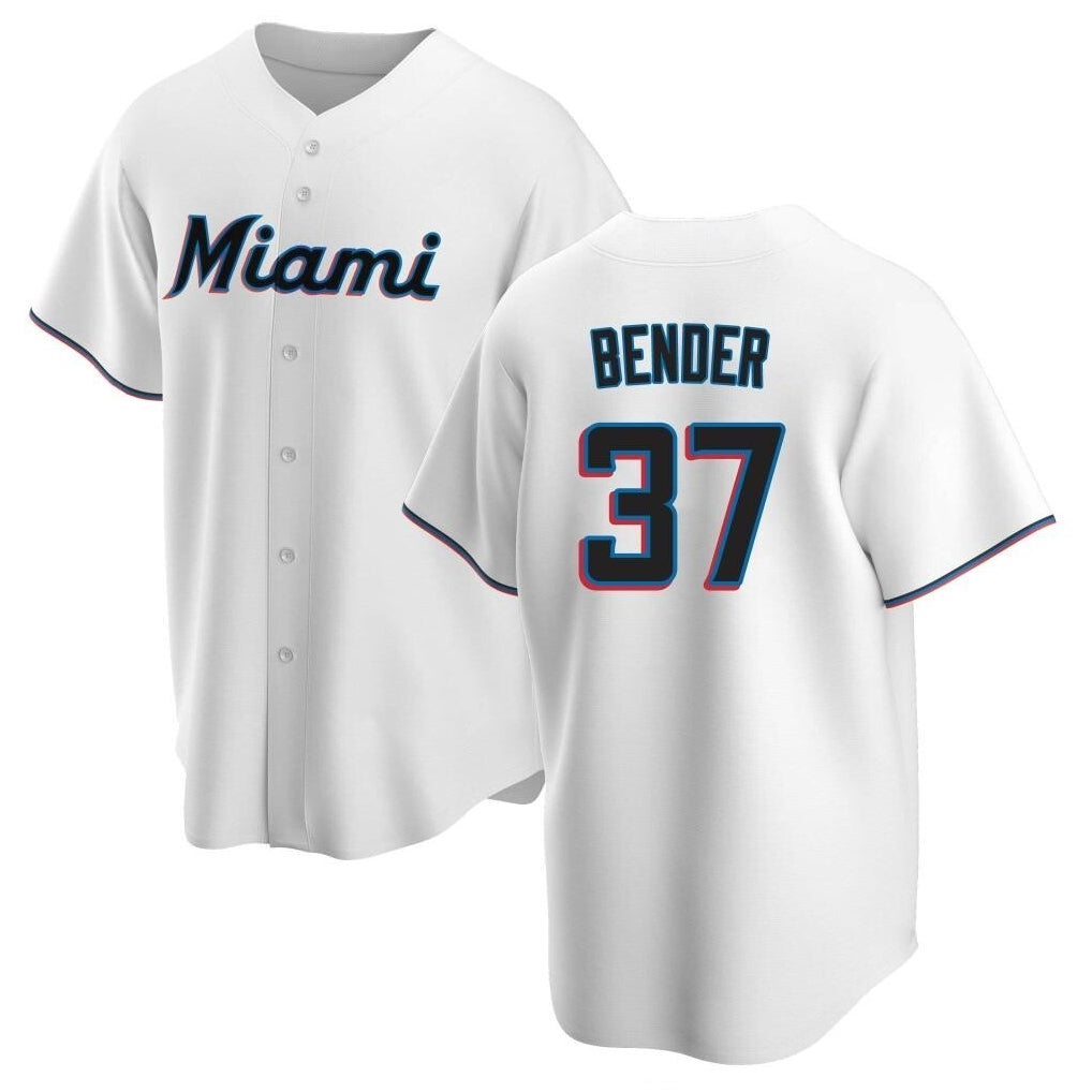 Ndoa M.Marlins #37 Anthony Bender Player White  Home Game Stitched Jerseys