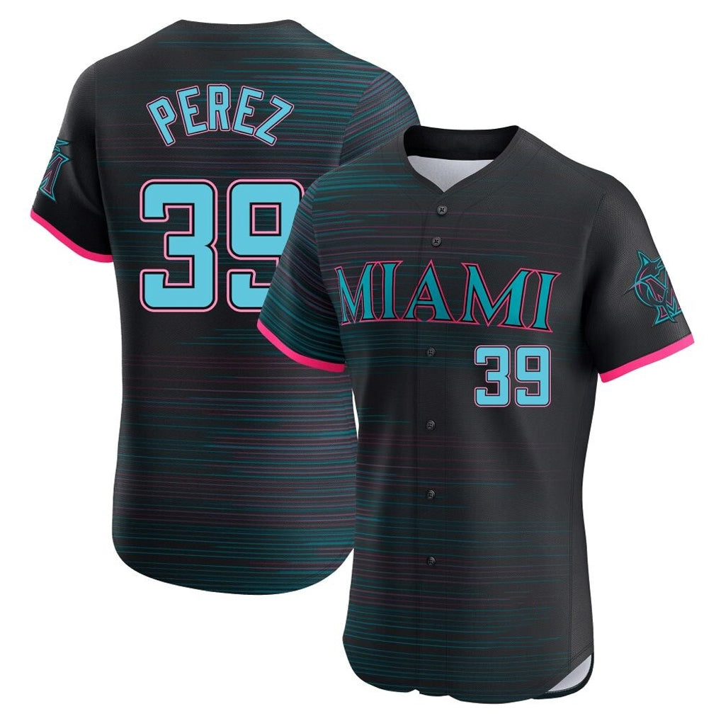 Ndoa M.Marlins #39 Eury Perez Player Black City Connect Home Limited Elite Stitched Jerseys
