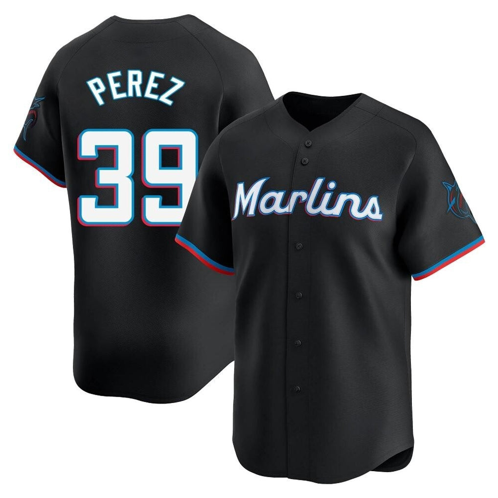 Ndoa M.Marlins #39 Eury Perez Player Black  Home Limited Stitched Jerseys