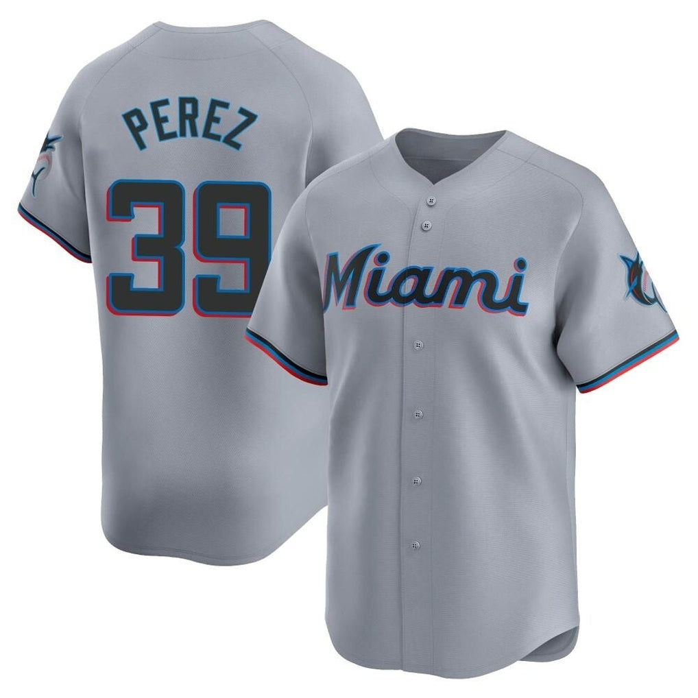 Ndoa M.Marlins #39 Eury Perez Player Gray Home Limited Stitched Jerseys
