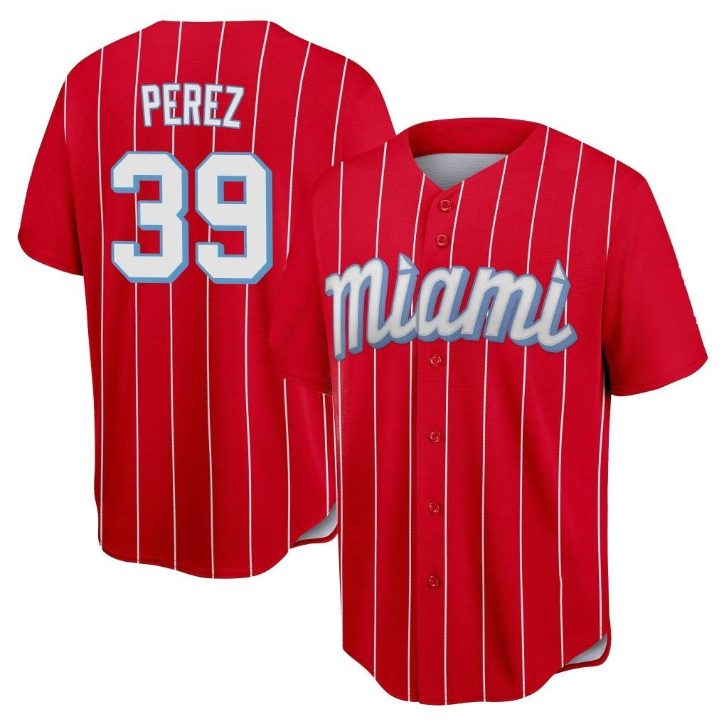 Ndoa M.Marlins #39 Eury Perez Player Red City Connect Home Game Stitched Jerseys