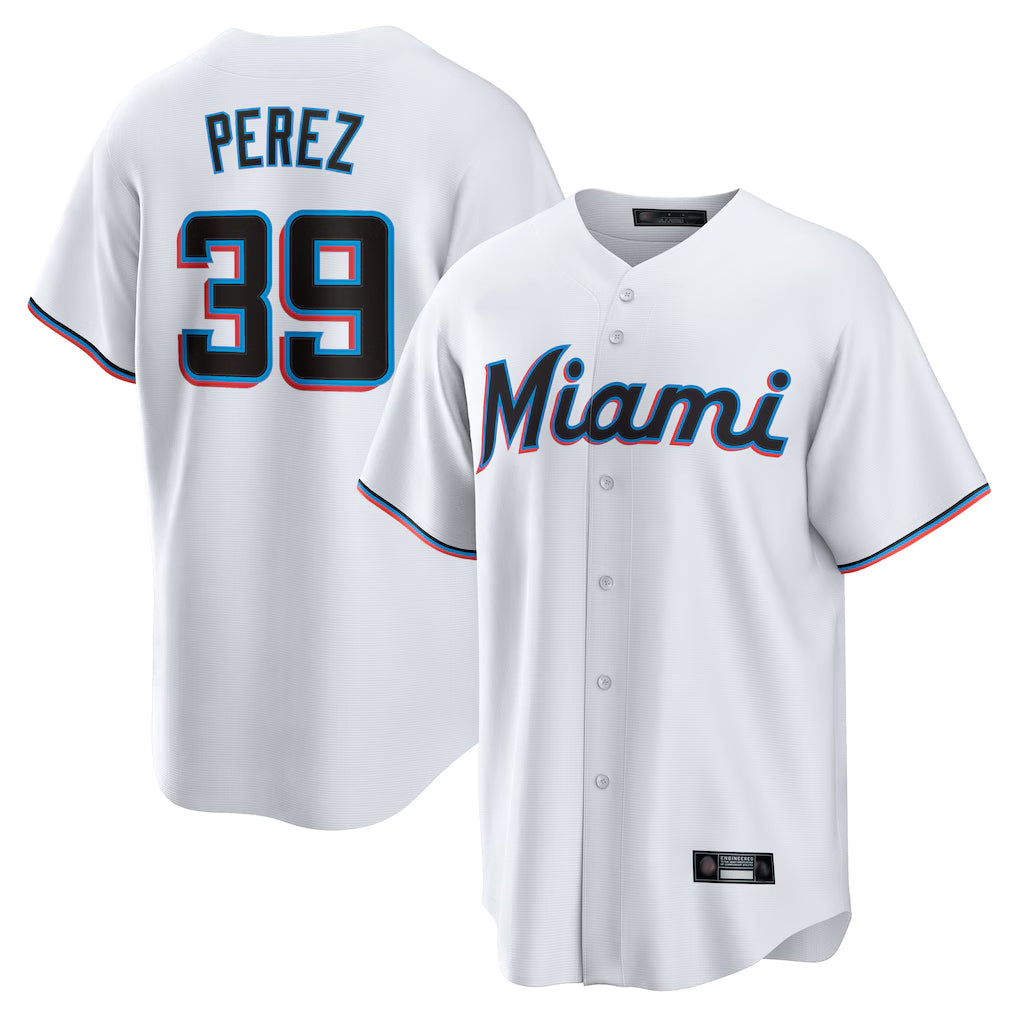 Ndoa M.Marlins #39 Eury Perez Player White  Home Game Stitched Jerseys