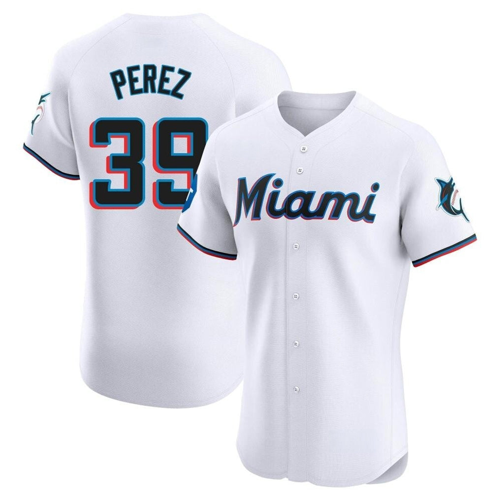 Ndoa M.Marlins #39 Eury Perez Player White  Home Limited Elite Stitched Jerseys