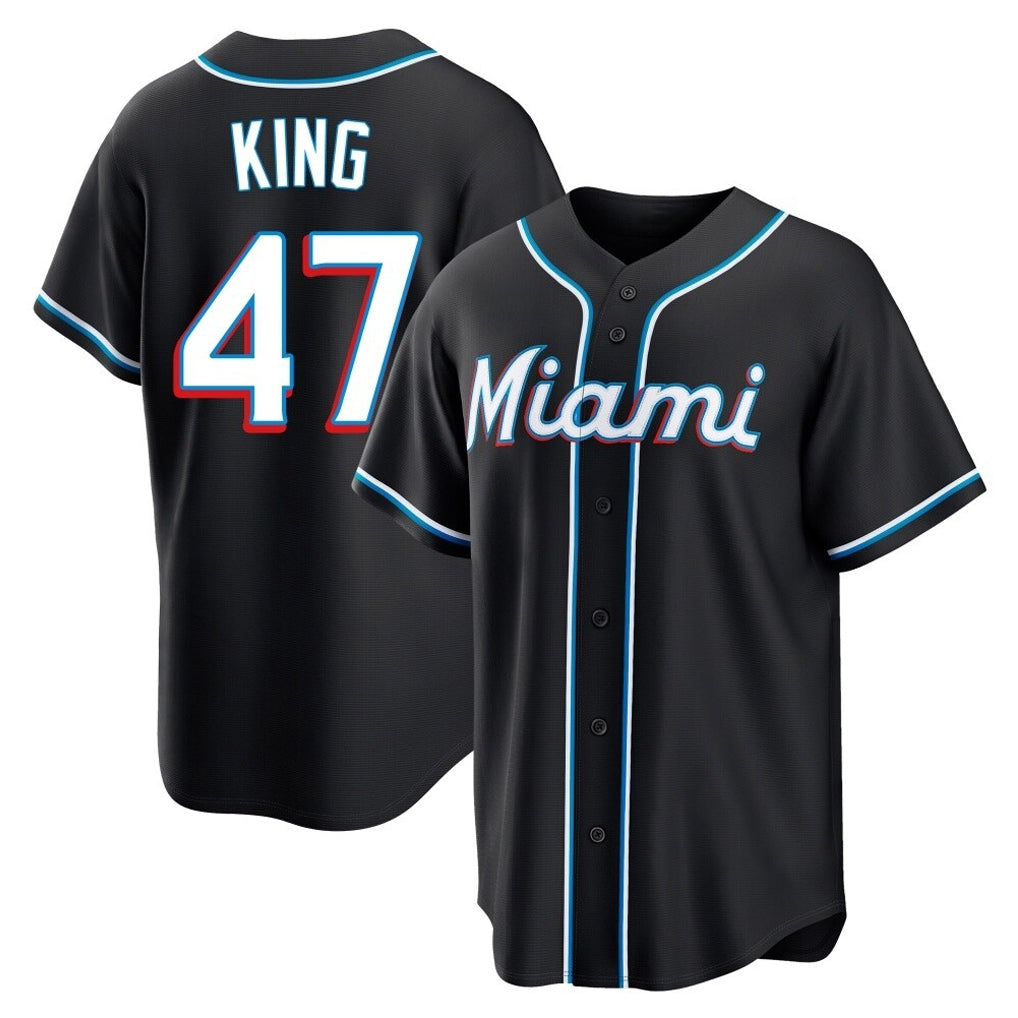 Ndoa M.Marlins #47 John King Player Black Fashion Out Home Game Stitched Jerseys
