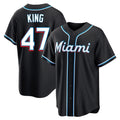 Ndoa M.Marlins #47 John King Player Black Fashion Out Home Game Stitched Jerseys