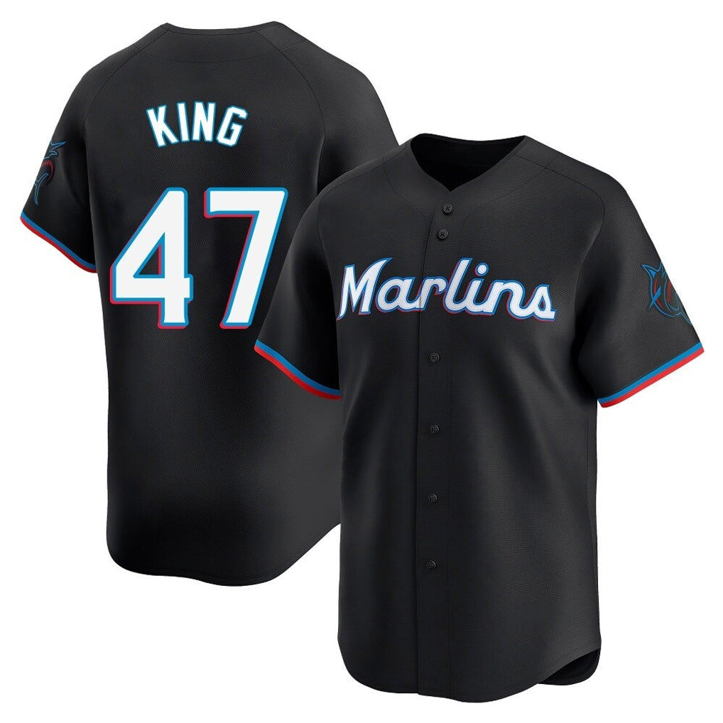 Ndoa M.Marlins #47 John King Player Black Home Limited Stitched Jerseys