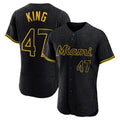 Ndoa M.Marlins #47 John King Player Black Snake Skin City Home Limited Elite Stitched Jerseys