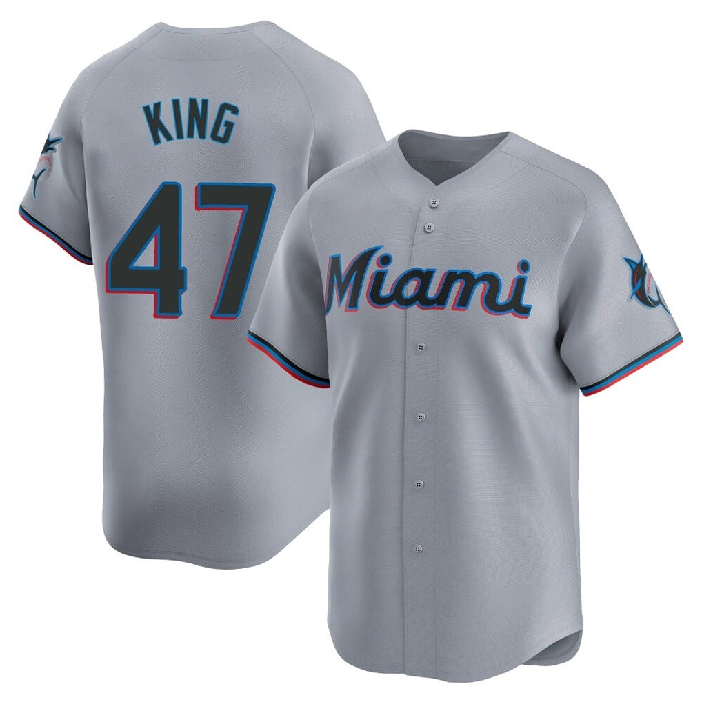 Ndoa M.Marlins #47 John King Player Gray  Home Limited Stitched Jerseys