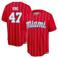 Ndoa M.Marlins #47 John King Player Red City Connect Home Game Stitched Jerseys
