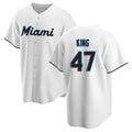Ndoa M.Marlins #47 John King Player White  Home Game Stitched Jerseys